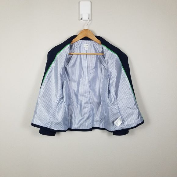 J. Crew Factory Navy Wool-Blend Gold Buttons Academia Career Blazer Sz 10 AZ565 - Picture 12 of 15